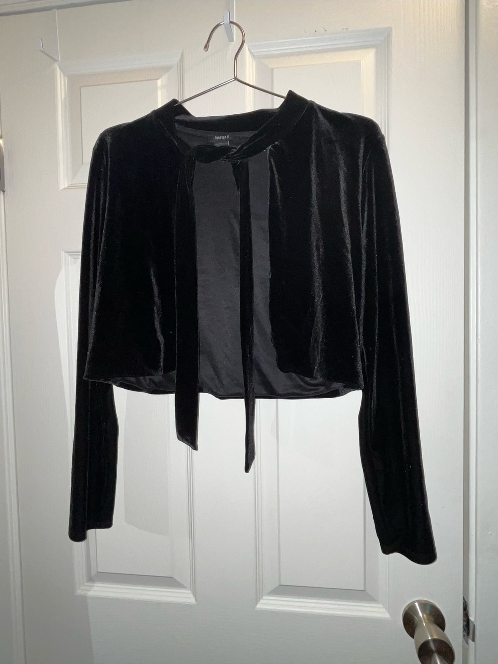 Forever 21 Black Velvet Tie-Front Bolero